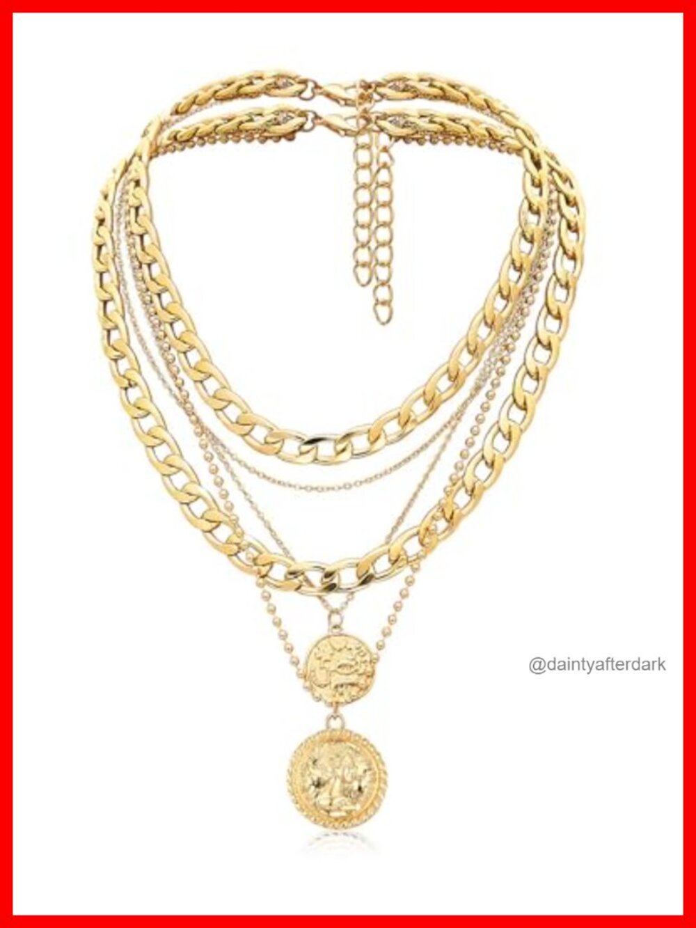 Layered Coin Pendant Necklaces Set - Dainty Chunky Chain Necklace for Women Hip